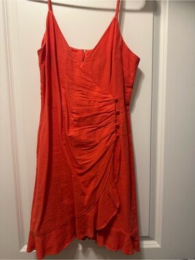 Forever 21 Orange Spaghetti-Strap Ruched Mini Dress